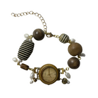 earthy working beaded watch bracelet