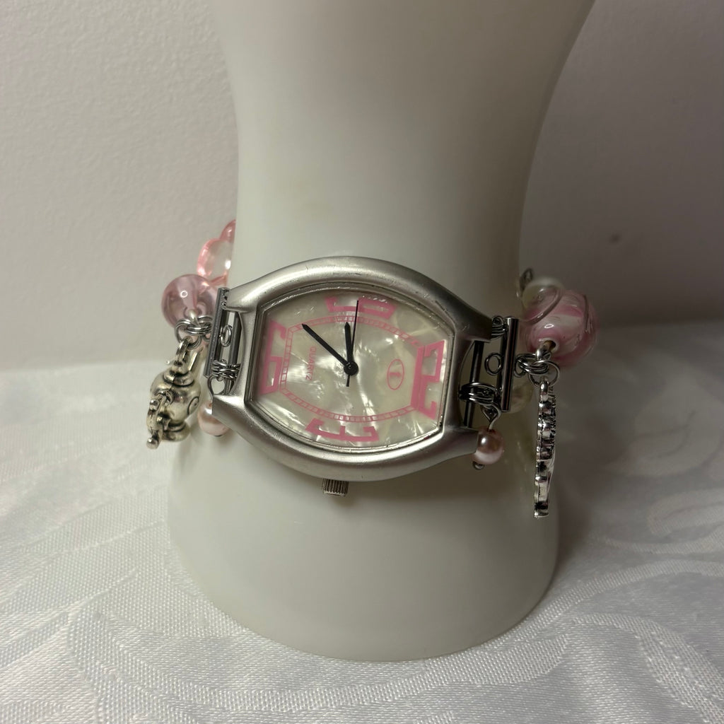 pink castle working watch bracelet