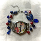 stripe working beaded watch bracelet