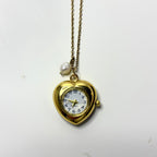 eternal heart watch necklace in gold tone