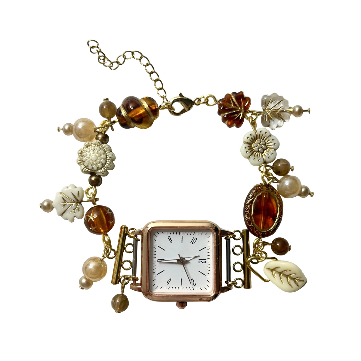 autumn leaves working beaded watch bracelet