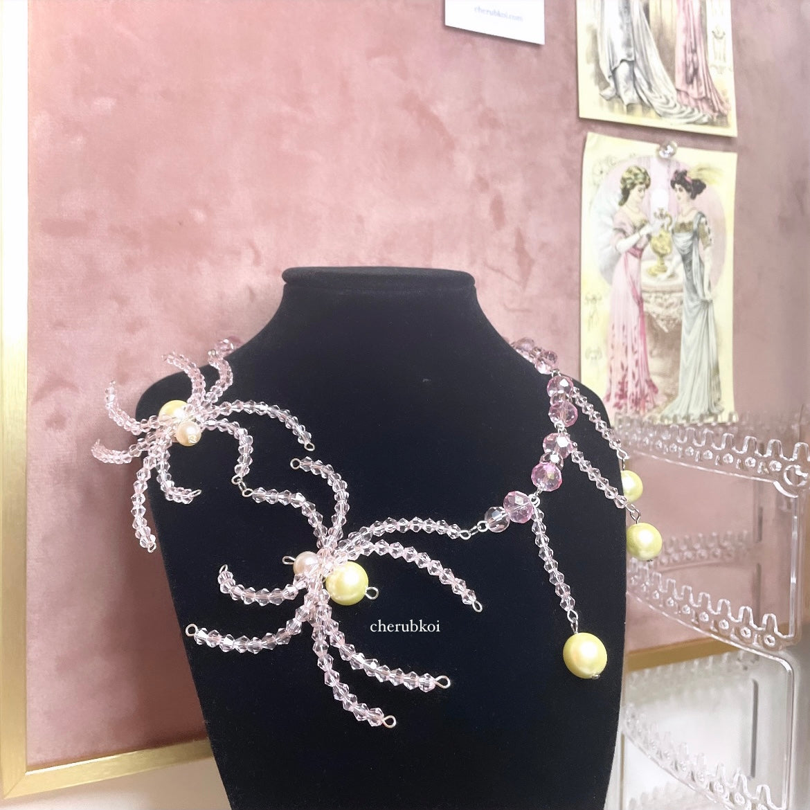 pink spider necklace