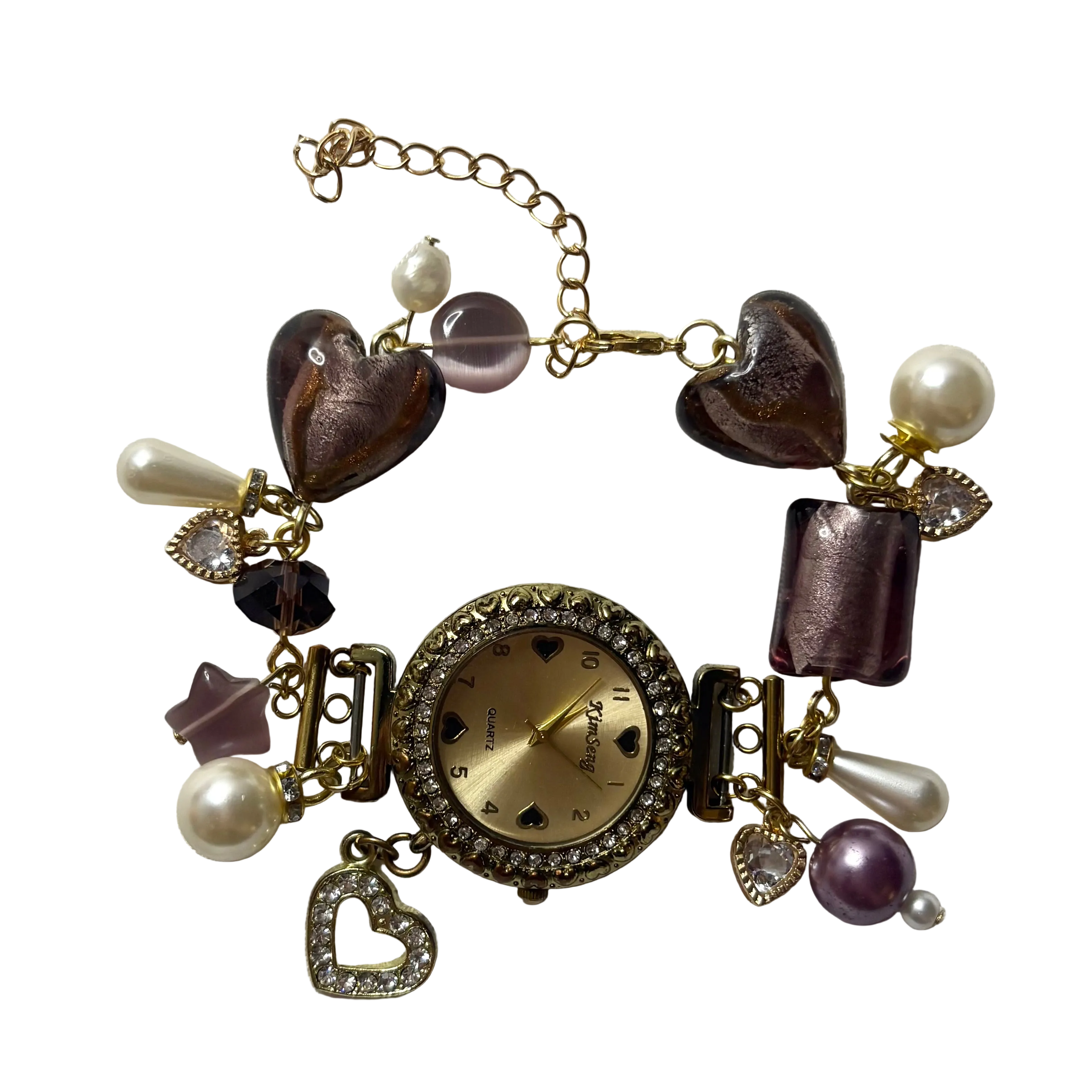 rhinestone princess working beaded watch bracelet