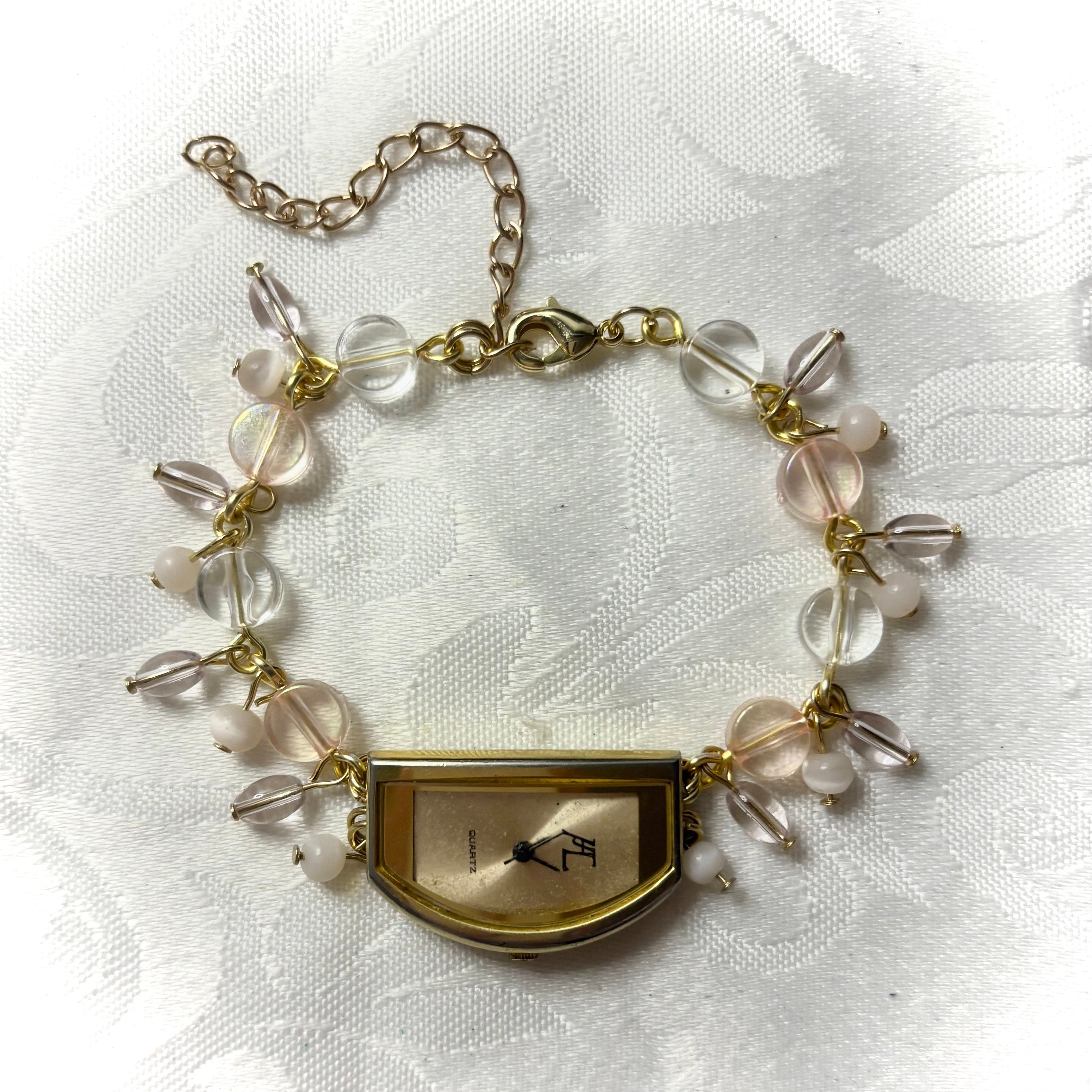 dainty working beaded watch bracelet