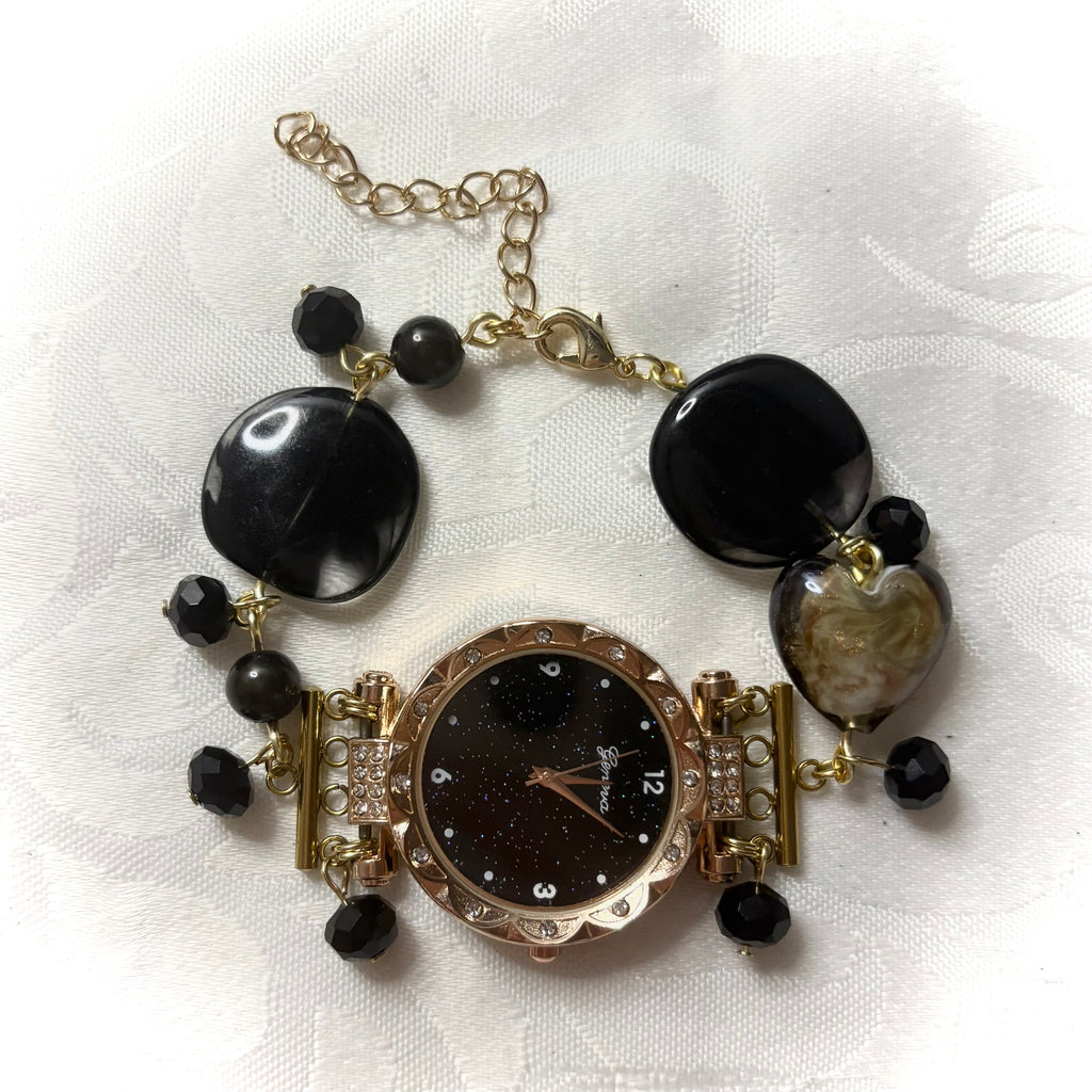 night sky working beaded watch bracelet