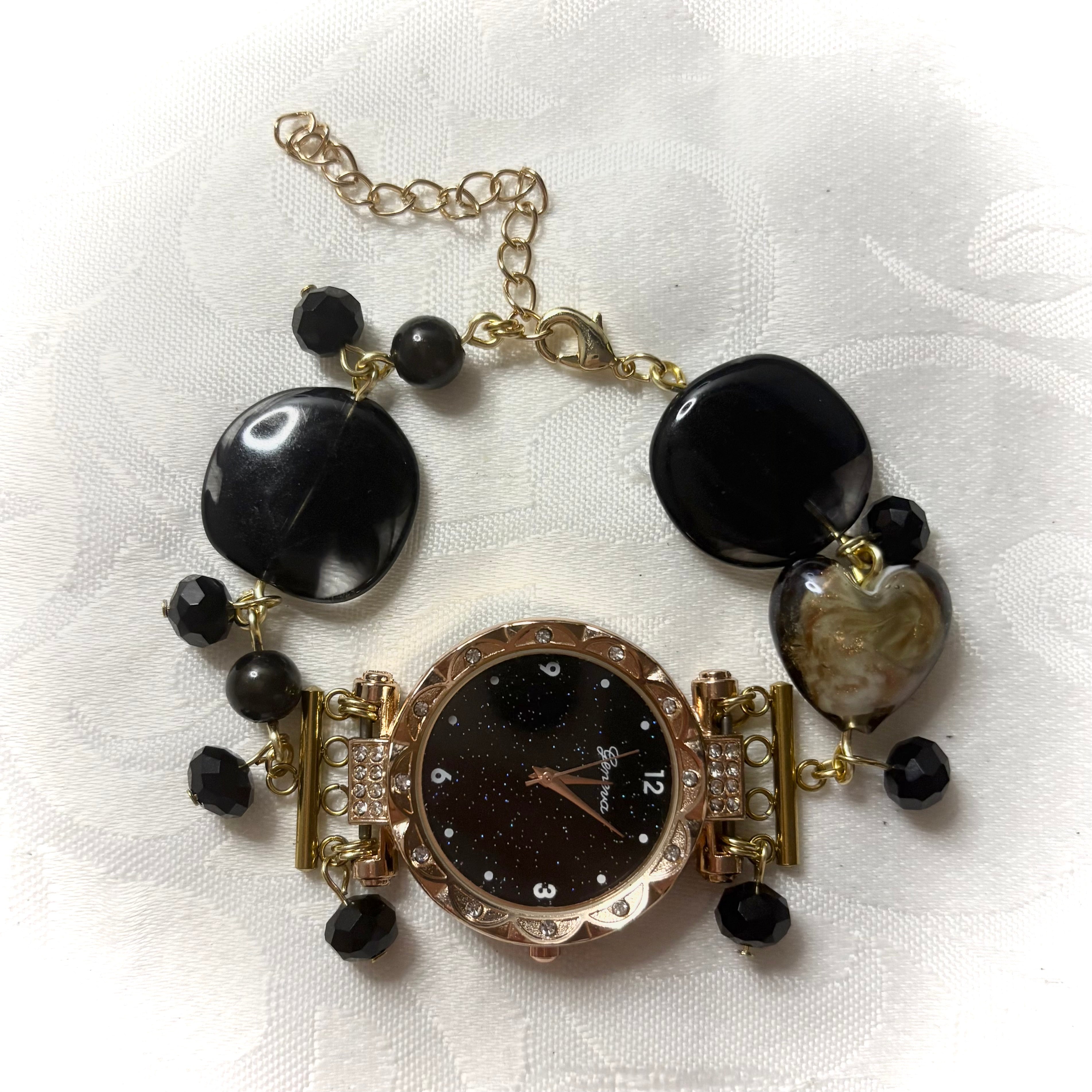 night sky working beaded watch bracelet