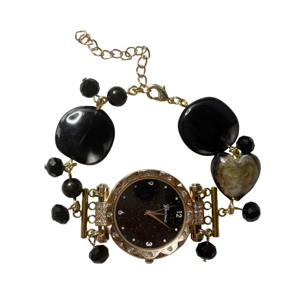 night sky working beaded watch bracelet