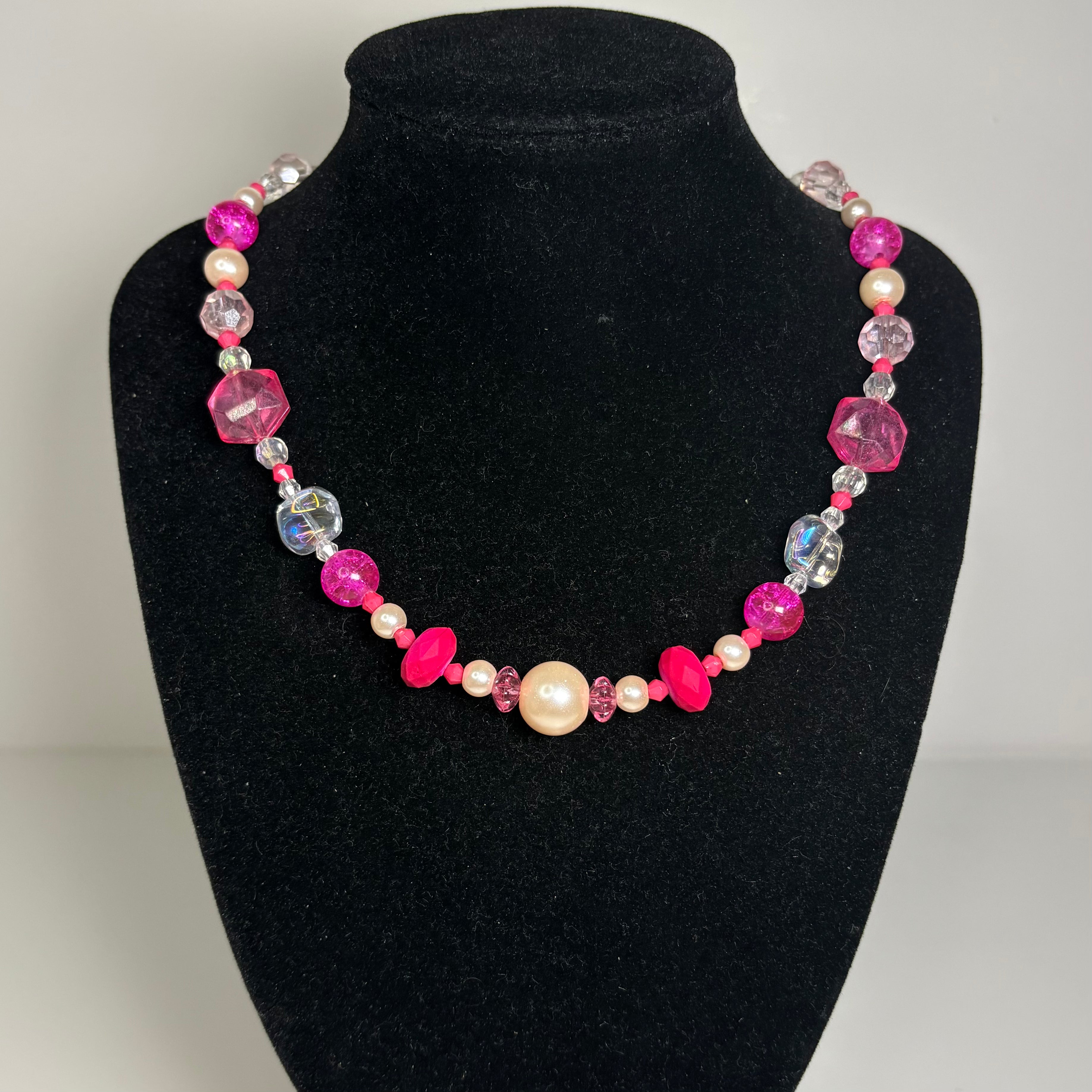 hot pink beaded necklace