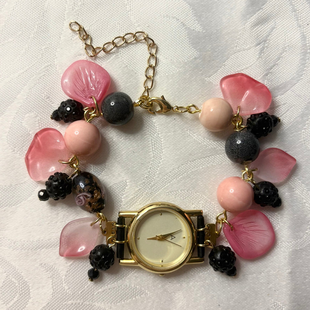 berry fairy working beaded watch bracelet