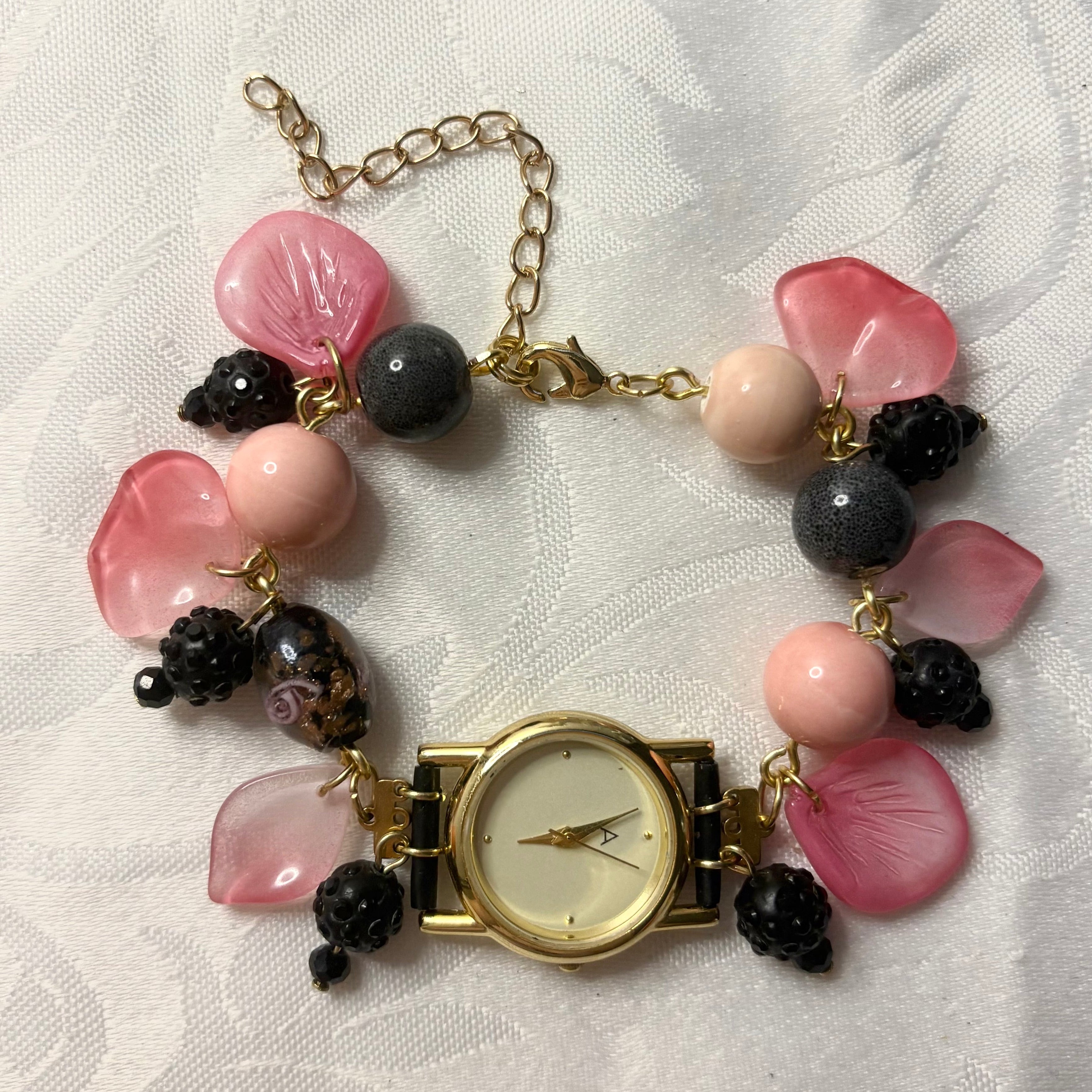 berry fairy working beaded watch bracelet