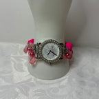 hot pink fairy working beaded watch bracelet
