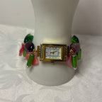 purple fairy working beaded watch bracelet