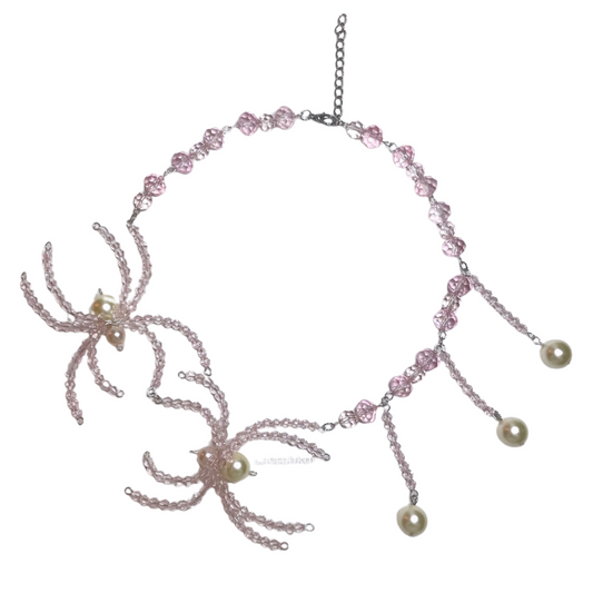 pink spider necklace